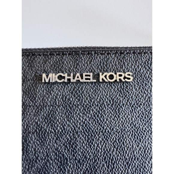 Michael Kors Jet Set Travel Double Zip Wristlet Wallet MK Logo Signature Black - Picture 14 of 15
